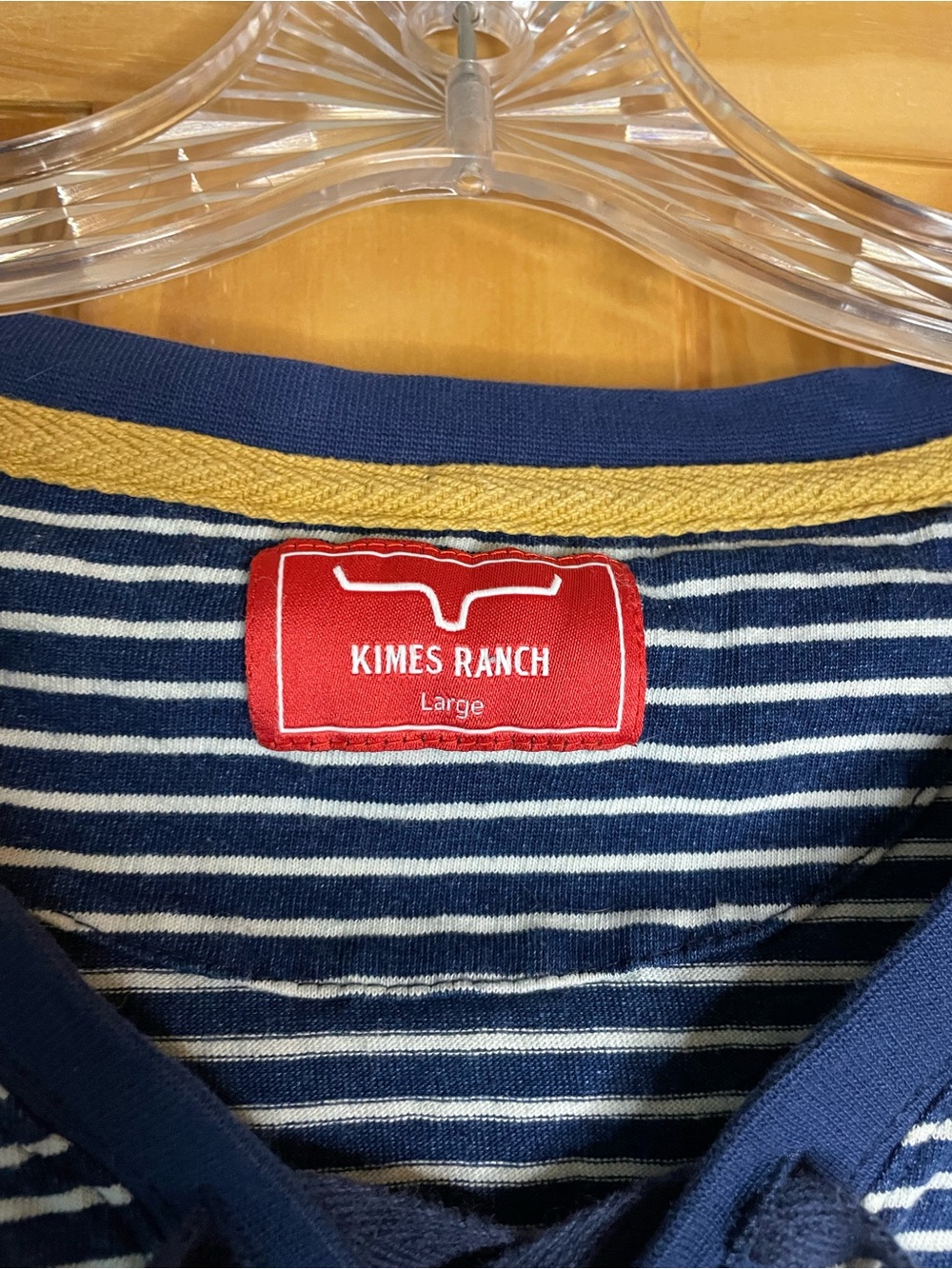 Kimes Ranch Navy and White Striped Lace-Up Long Sleeve Tee - Picture 2 of 4